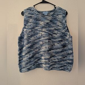 Sigrid Olsen Blue and White Knit Top